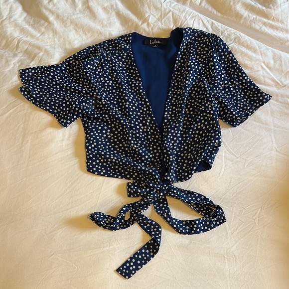 Lulus Girl Like You Blue Polka Dot Two-Piece Set - Picture 4 of 4